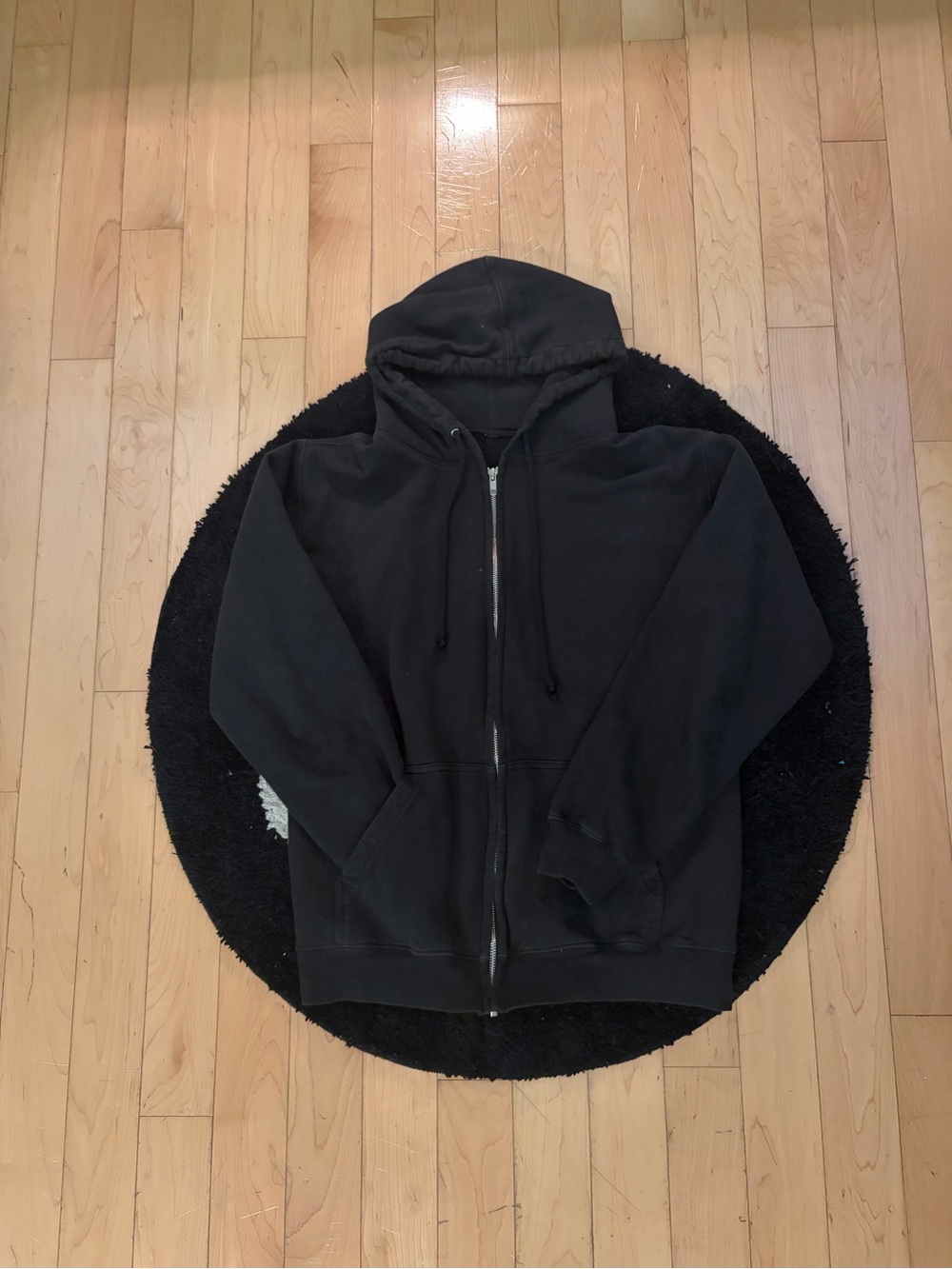 Men's Black Full-Zip Hooded Sweatshirt - Unbranded